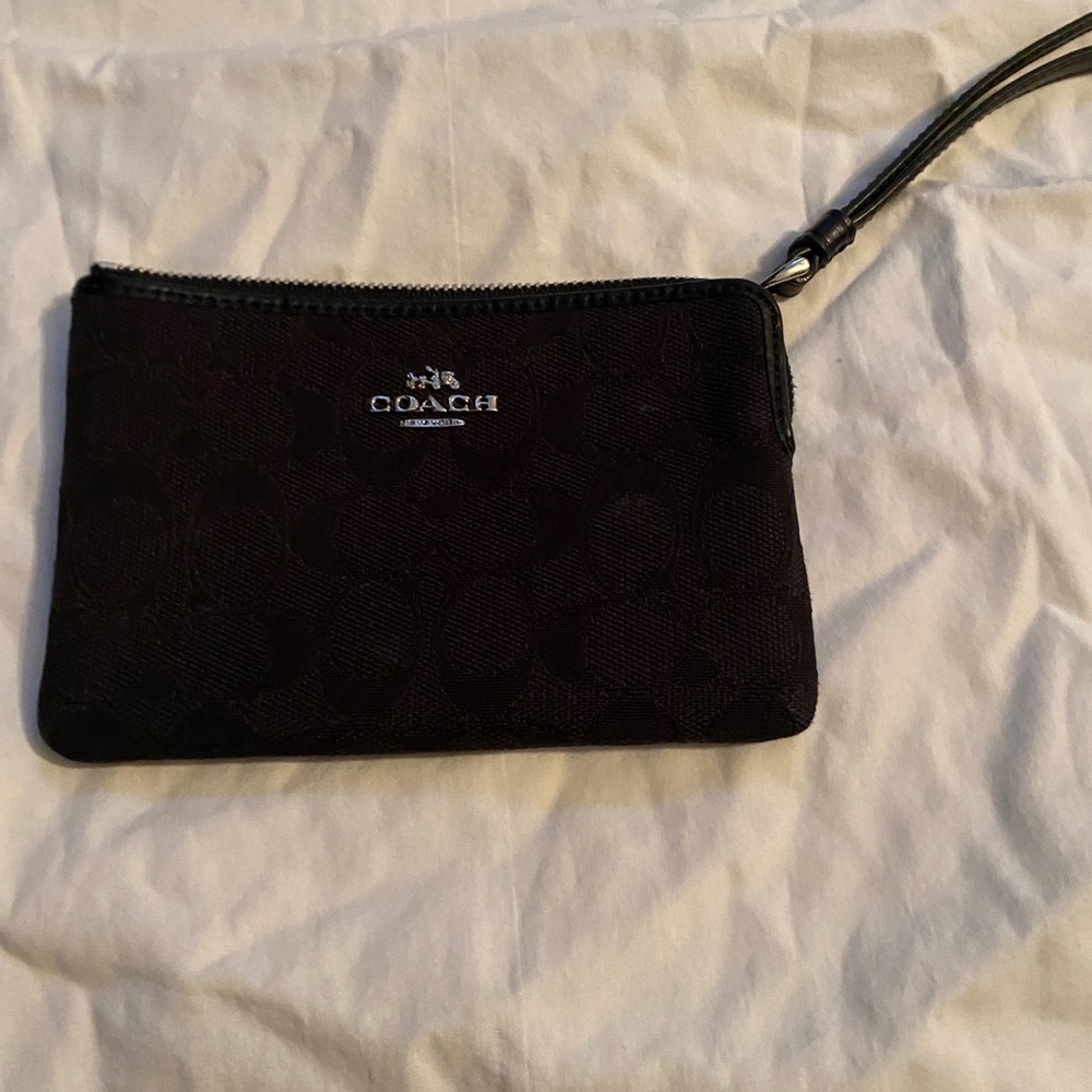 Coach Black Embossed Wristlet